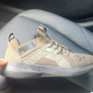 Puma army green tennis shoes